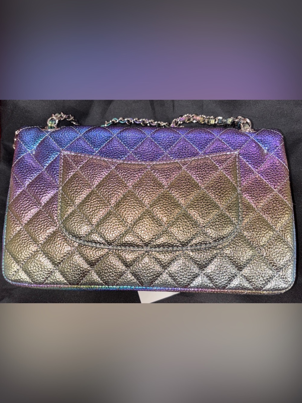 Rainbow Leather Iridescent Quilted Chain Shoulder Bag - Multicolor - Picture 2 of 3